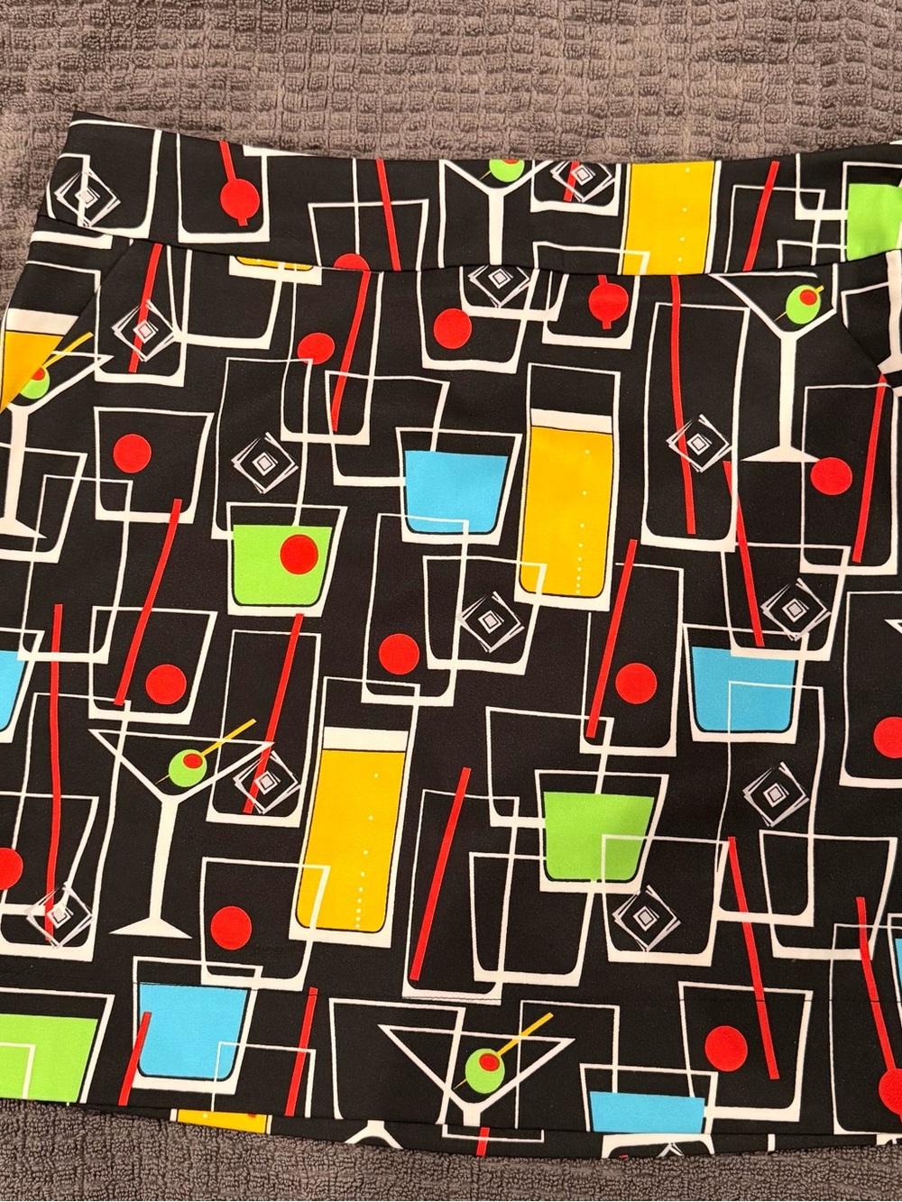 Loudmouth Black Retro Cocktail Tablecloth with Bright Drink Motif